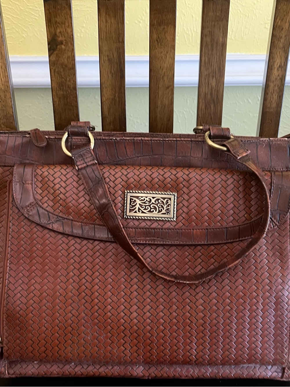 Coldwater Creek Brown Woven Leather Tote Bag - Picture 12 of 16